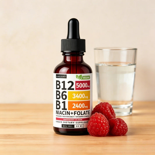 (1-PACKRaspberry) Vitamin B12 Liquid Supplement Drops  - Edible Support for Energy, Brain & Heart, Non-GMO & Gluten-Free, 4 FI Oz